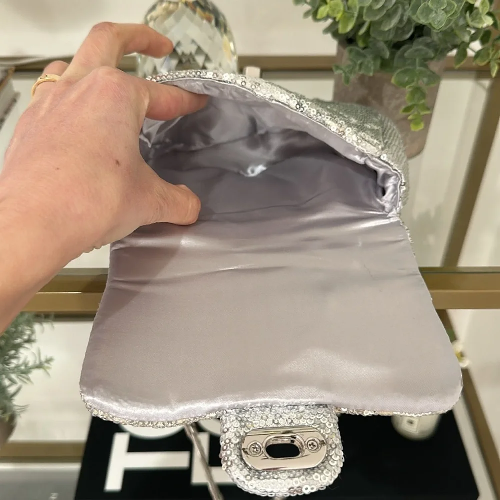 Silver sequin purse